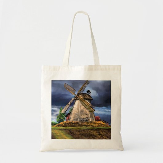 Tote Bag Beau paysage de moulin à vin Pays-Bas - Dessin (Devant)