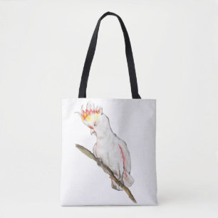 Tote Bag Beau perroquet cacatoès aquarelle dessin à la main