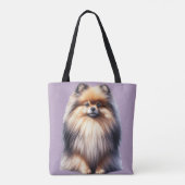TOTE BAG BEAU PETIT CHIEN POMERANIEN ROUGE (Dos)