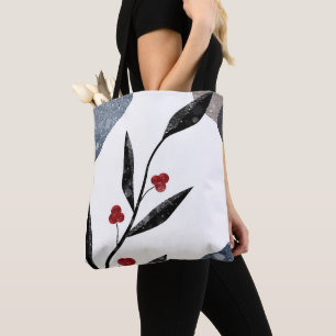 Tote Bag Beau Plante Red Berries Feuille Winter Design