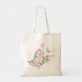 Tote Bag Beau poulet de Pâques avec fleurs et papillons (Devant)