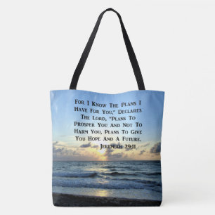 TOTE BAG BEAU SKI BLEU JEREMIAH 29:11 PHOTO