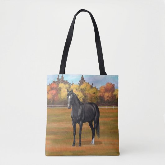 Tote Bag Beau Stallion Cheval du Quartier Noir (Devant)
