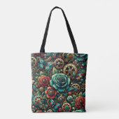 Tote Bag Beau Steampunk Gears à thème et Roses (Dos)