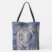 Tote Bag Beau tigre blanc aux yeux bleu cristal (Dos)