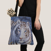 Tote Bag Beau tigre blanc aux yeux bleu cristal (De près)