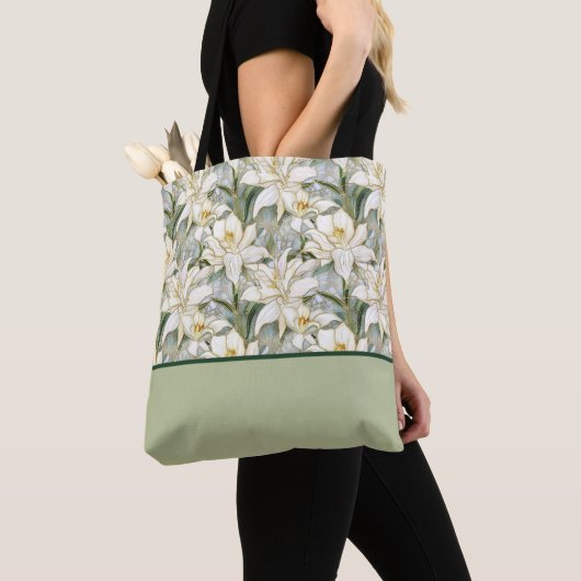 Tote Bag Beau Verre blanc Lily, Bloc de couleur (De près)
