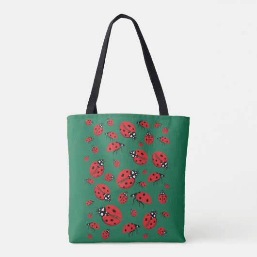 Tote Bag Beaucoup de Ladybugs Lucky Motif Green (Dos)