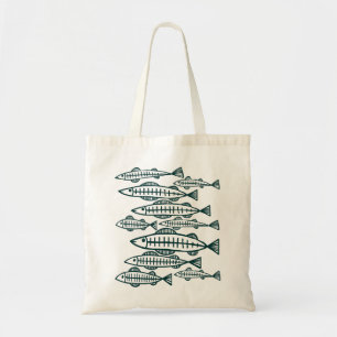 Tote Bag Beaucoup de poissons - Vert foncé