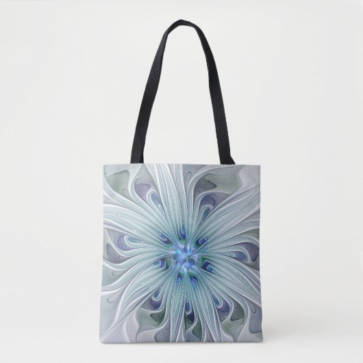 Tote Bag Beauté florale Abstraite moderne Blue Pastel Flowe (Devant)