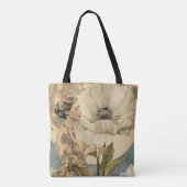 Tote Bag Beauté Lune - Femme avec Fleur Blanche et Lune (Dos)