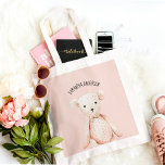 Tote Bag Beauté Moderne Pastel Pink Teddy Ours Avec Nom<br><div class="desc">Beauté Moderne Pastel Pink Teddy Ours Avec Nom</div>