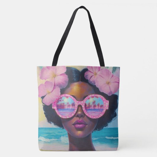 Tote Bag Beauté tropicale dans les tons roses (Devant)