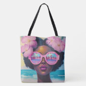 Tote Bag Beauté tropicale dans les tons roses (Dos)