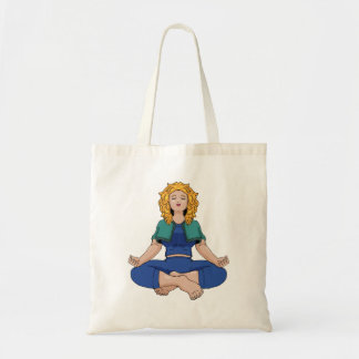 Tote Bag Beautiful Blonde Girl Yoga Pose Lotus Cute