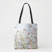 Tote Bag Beautiful hummingbird in sweet floral flower garde (Devant)