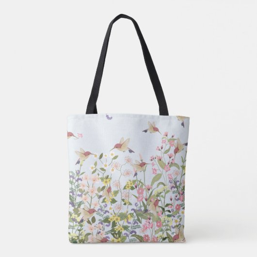 Tote Bag Beautiful hummingbird in sweet floral flower garde (Dos)