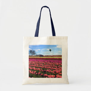 Tote Bag Beautiful Tulip Field avec Hot Air Balloon, Oregon