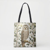 Tote Bag Beautiful Ural Owl And Magnolia Blossoms (Devant)