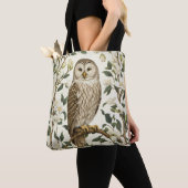 Tote Bag Beautiful Ural Owl And Magnolia Blossoms (De près)