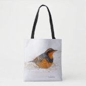 Tote Bag Beautiful Varied Thrush Songbird in the Snow (Devant)