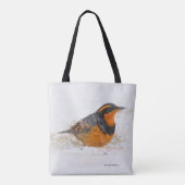 Tote Bag Beautiful Varied Thrush Songbird in the Snow (Dos)