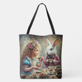 Tote Bag Beautiful Wonderland Tea Party Alice & Rabbit (Dos)