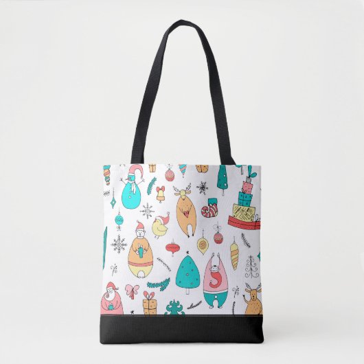 Tote Bag Beaux animaux de Noël Motif sans couture (Devant)