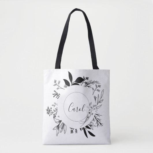 Tote Bag Beaux Fleurs Sauvages Doodles (Devant)