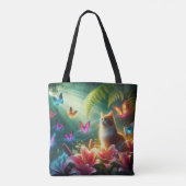 Tote Bag Beaux papillons rêveurs & Chat (Dos)