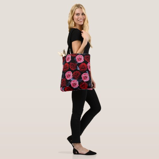 Tote Bag Beaux Roses en fleurs (Sur le modèle)