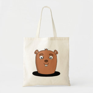 Tote Bag Beaver coming out of a hole