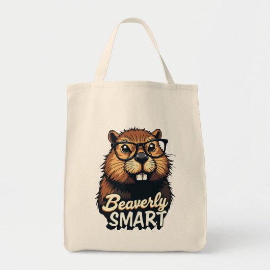 Tote Bag Beaverly Smart - Drôle Castor avec lunettes Graphi (Devant)