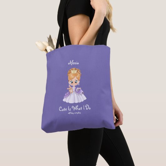 Tote Bag Bébé blanc et pourpre (De près)