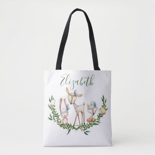Tote Bag Bébé cerf à l'aquarelle mignon (Devant)