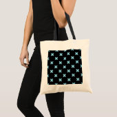 Tote Bag Bébé croix bleu coutures sur noir (Devant (produit))