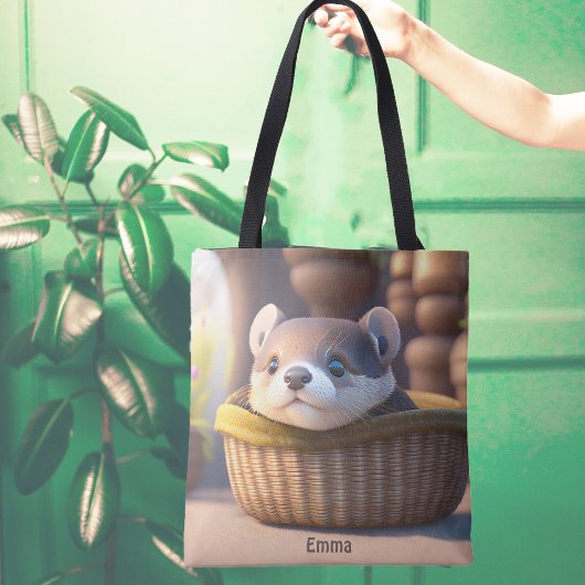 Tote Bag Bébé de loutre mignonne dans un panier - personnal