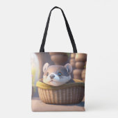 Tote Bag Bébé de loutre mignonne dans un panier - personnal (Dos)