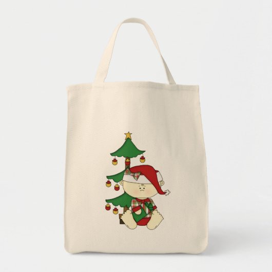 Tote Bag Bébé de Noël mignon avec arbre (Devant)