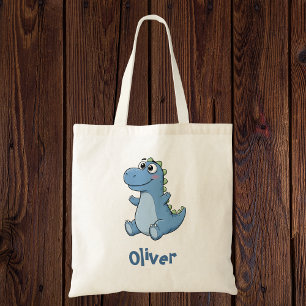 Tote Bag Bébé dinosaure bleu adorable dessin animé