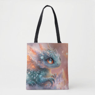 Tote Bag Bébé Dragon Adorable avec Gemme de Cristal : Art F