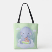 Tote Bag Bébé éléphant mangeant de la pastèque (Dos)