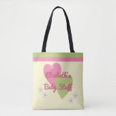 Tote Bag Bébé fille rose et verte avec un nom pour les joue (Devant)
