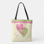 Tote Bag Bébé fille rose et verte avec un nom pour les joue (Dos)
