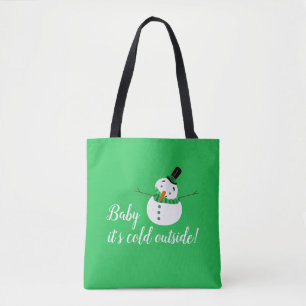 Tote Bag Bébé Il fait froid dehors, Snowman vert