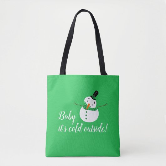Tote Bag Bébé Il fait froid dehors, Snowman vert (Devant)