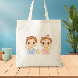 Tote Bag Bébé jumeaux garçon et fille