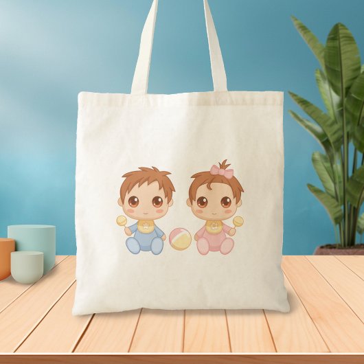 Tote Bag Bébé jumeaux garçon et fille