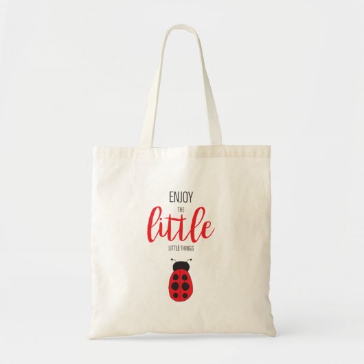 Tote Bag Bébé Ladybug rouge et noir à la main mignon (Devant)