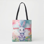 Tote Bag Bébé lapin au printemps (Devant)